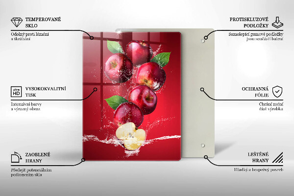 Tagliere in vetro temperato Mele sugose in acqua