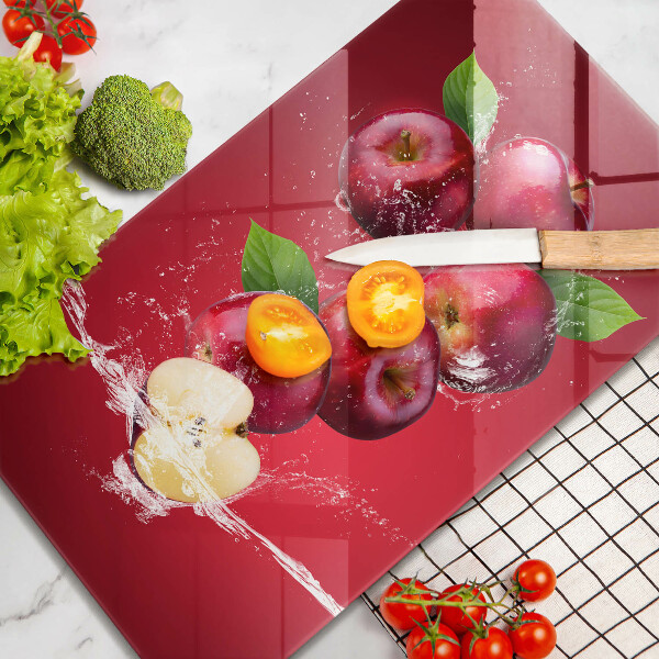 Tagliere in vetro temperato Mele sugose in acqua