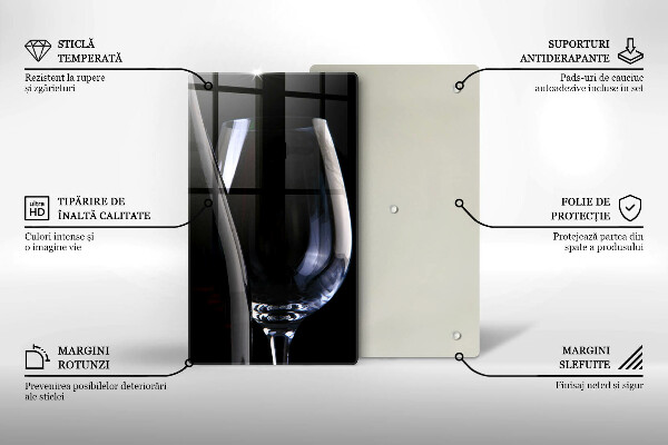 Tagliere in vetro temperato Bicchiere e bottiglia