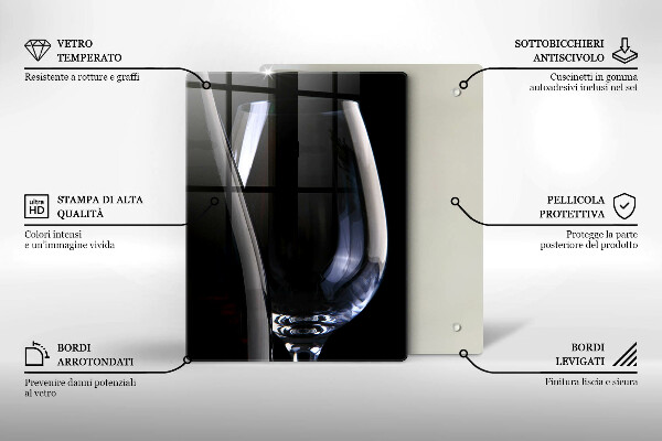 Tagliere in vetro temperato Bicchiere e bottiglia