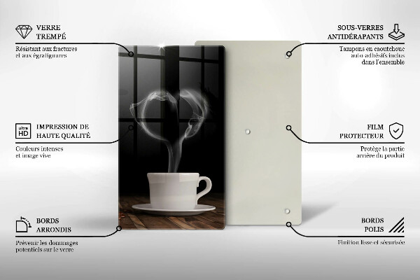 Tagliere in vetro Cuore della tazza di caffè