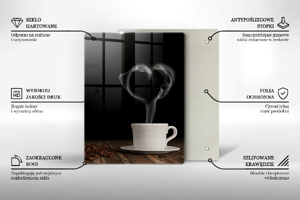 Tagliere in vetro Cuore della tazza di caffè