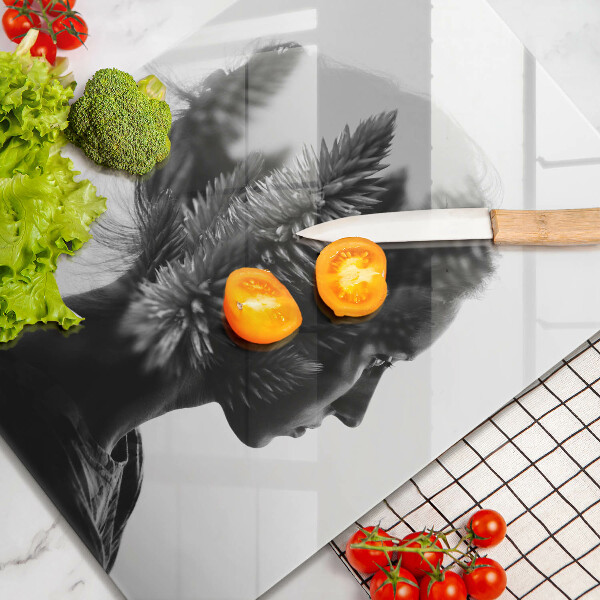 Tagliere in vetro Donna e foresta