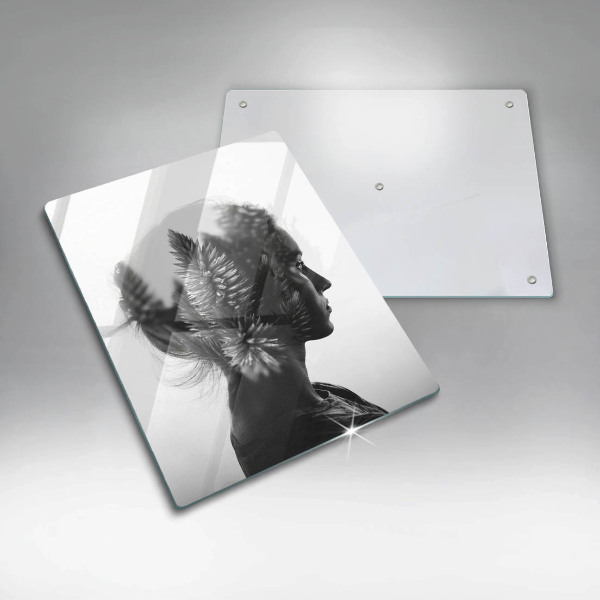 Tagliere in vetro Donna e foresta