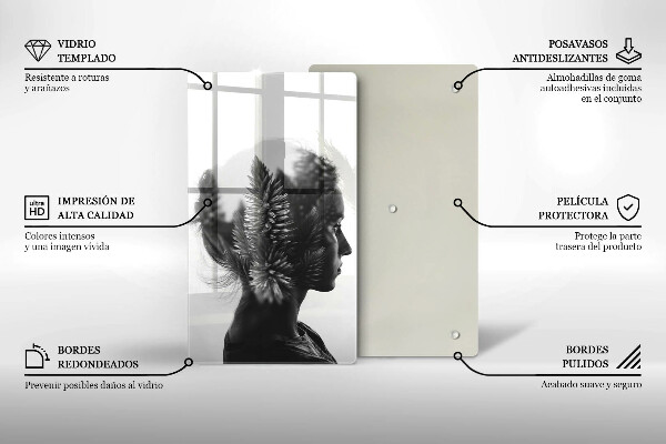 Tagliere in vetro Donna e foresta