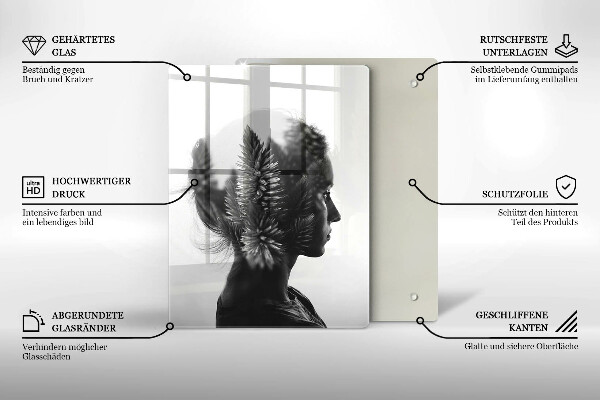 Tagliere in vetro Donna e foresta