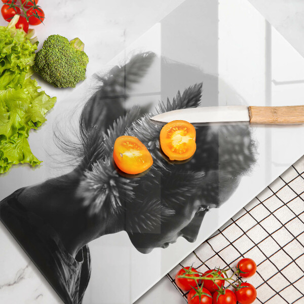 Tagliere in vetro Donna e foresta