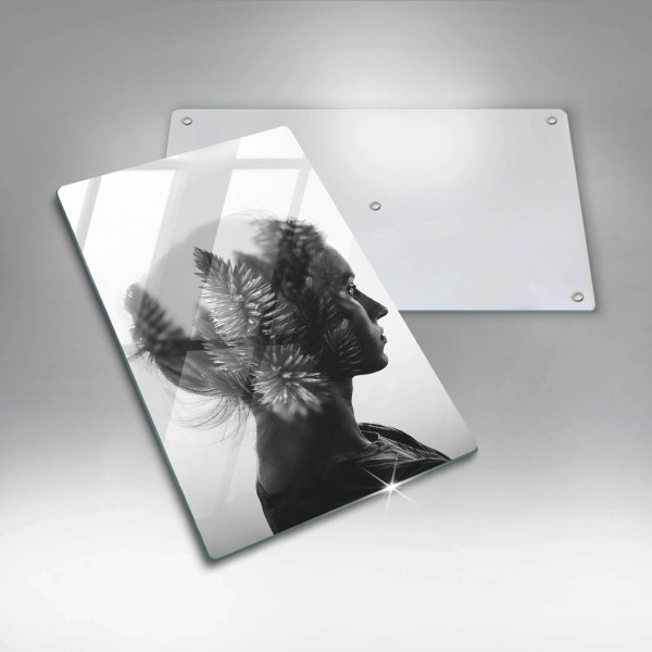 Tagliere in vetro Donna e foresta