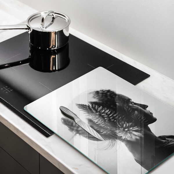 Tagliere in vetro Donna e foresta