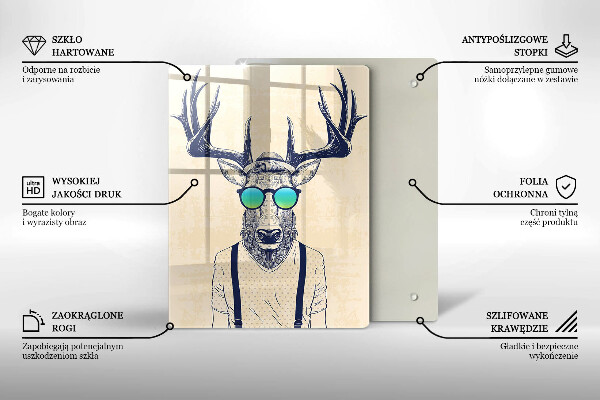 Tagliere in vetro Illustrazione dell'uomo dei cervi