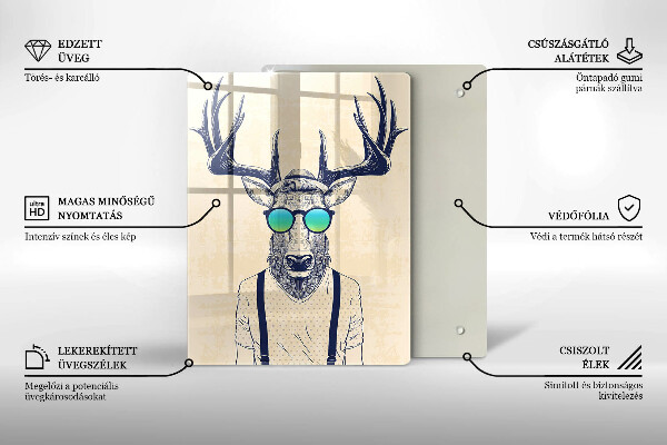 Tagliere in vetro Illustrazione dell'uomo dei cervi