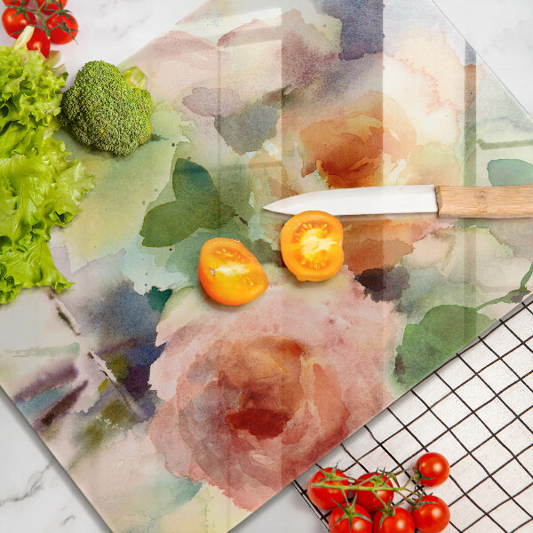 Tagliere in vetro Fiori dipinti