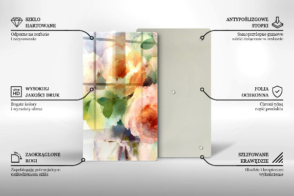 Tagliere in vetro Fiori dipinti