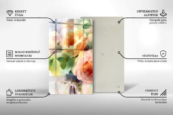 Tagliere in vetro Fiori dipinti