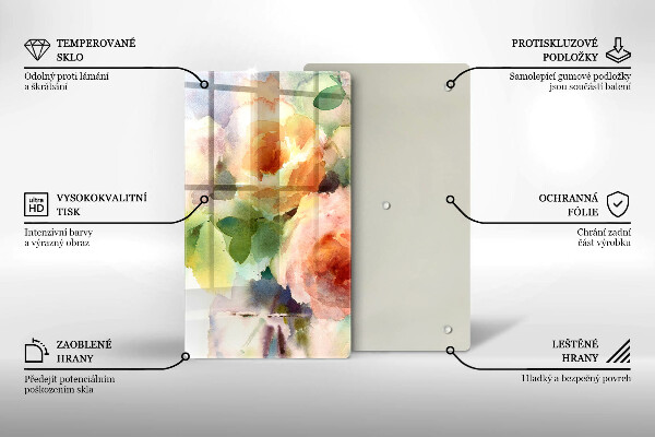 Tagliere in vetro Fiori dipinti