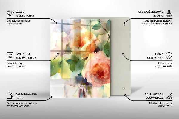 Tagliere in vetro Fiori dipinti