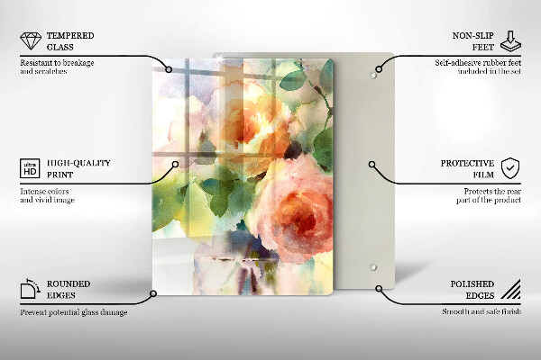 Tagliere in vetro Fiori dipinti