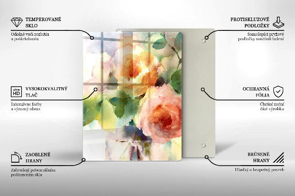 Tagliere in vetro Fiori dipinti