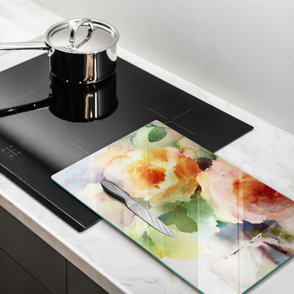 Tagliere in vetro Fiori dipinti