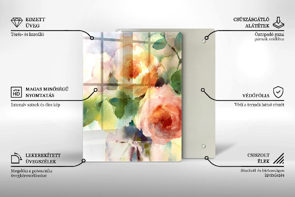 Tagliere in vetro Fiori dipinti