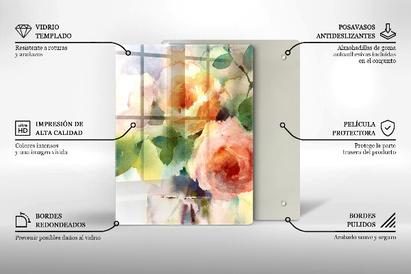 Tagliere in vetro Fiori dipinti