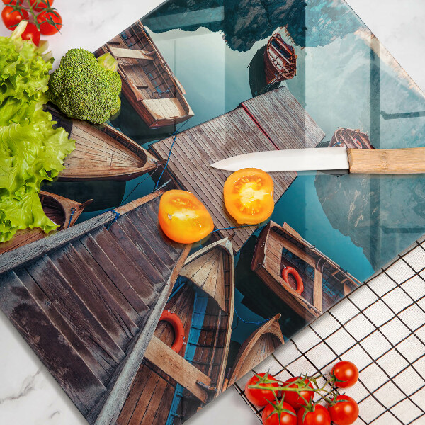 Tagliere in vetro Barche sul lago