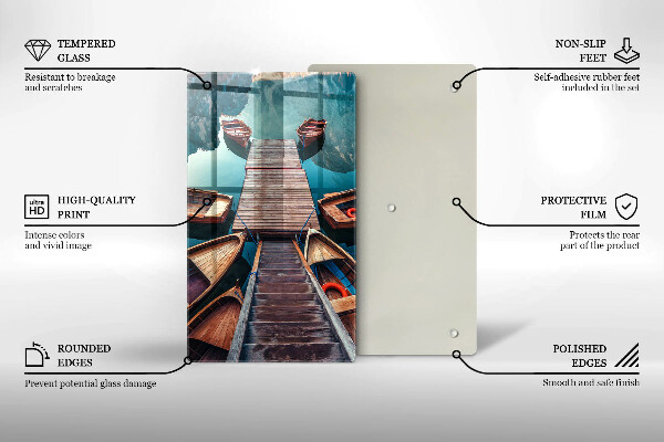 Tagliere in vetro Barche sul lago