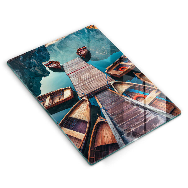 Tagliere in vetro Barche sul lago