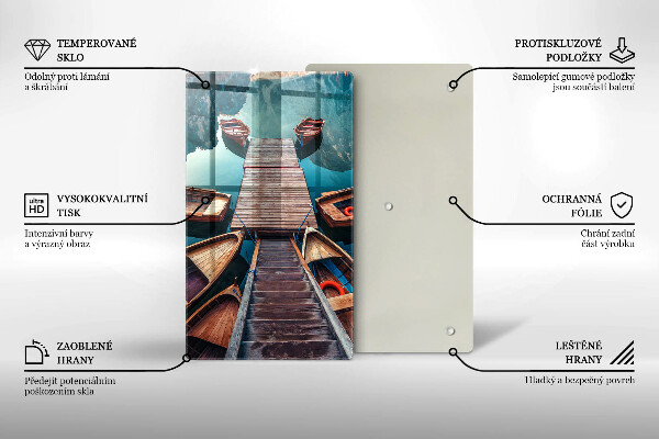 Tagliere in vetro Barche sul lago