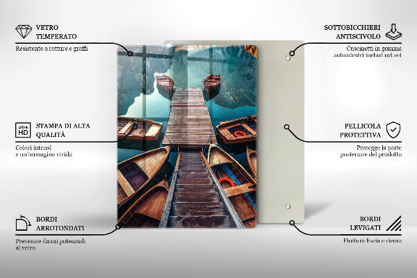 Tagliere in vetro Barche sul lago