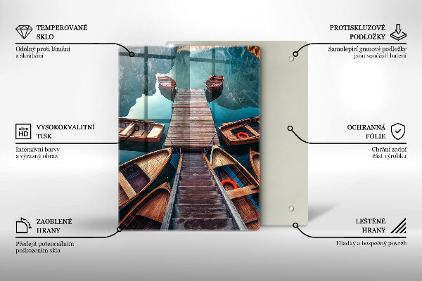 Tagliere in vetro Barche sul lago