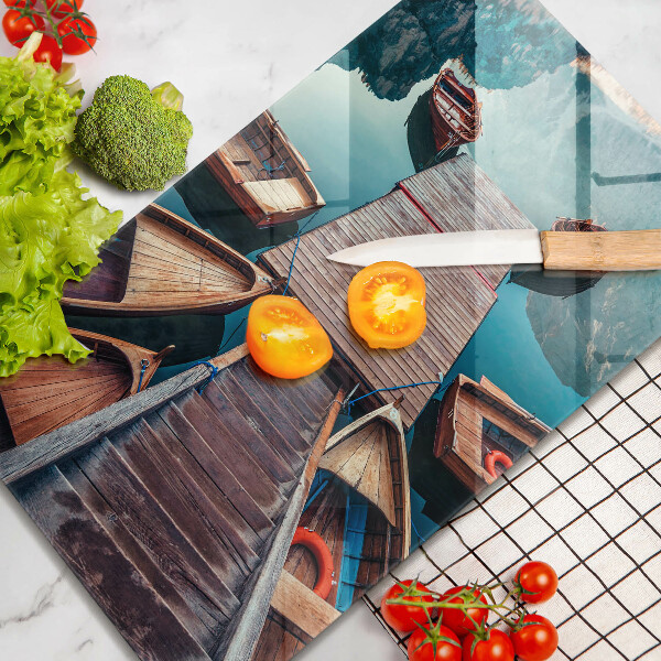 Tagliere in vetro Barche sul lago