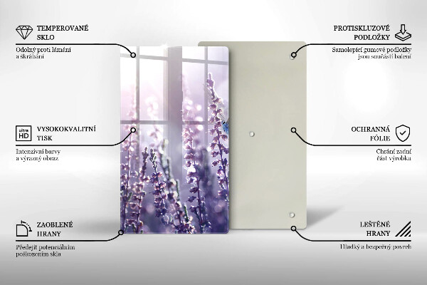 Tagliere in vetro Fiori di campo e farfalle