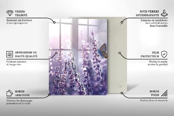 Tagliere in vetro Fiori di campo e farfalle