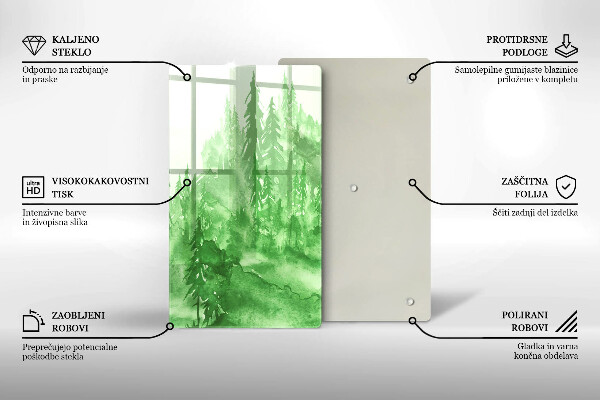 Tagliere in vetro Foresta dipinta