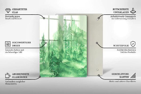 Tagliere in vetro Foresta dipinta