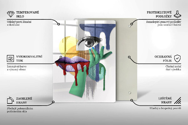 Tagliere in vetro Collage astratto di arte