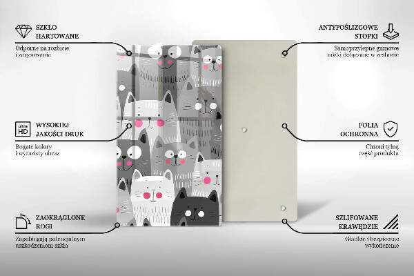 Tagliere in vetro Illustrazione dei gatti