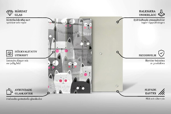 Tagliere in vetro Illustrazione dei gatti