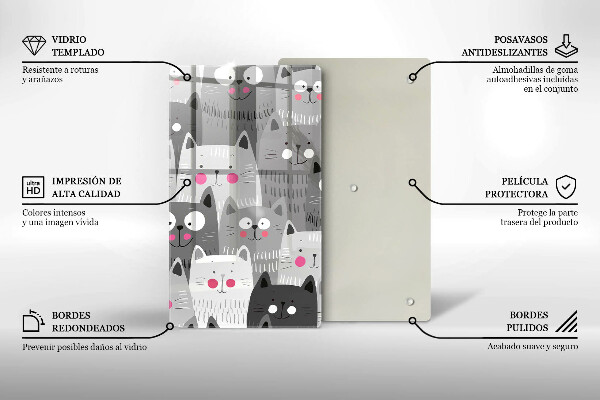 Tagliere in vetro Illustrazione dei gatti