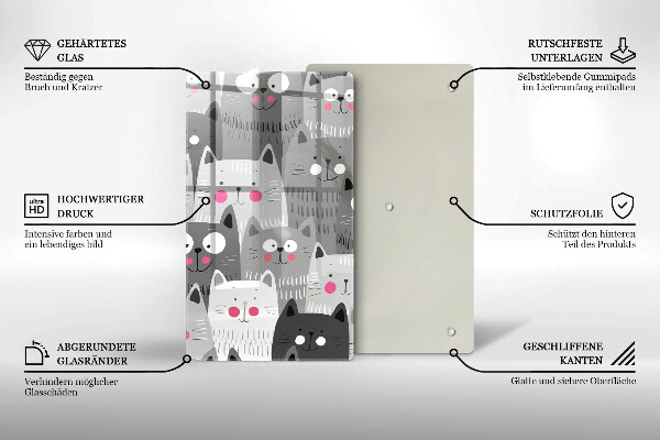 Tagliere in vetro Illustrazione dei gatti