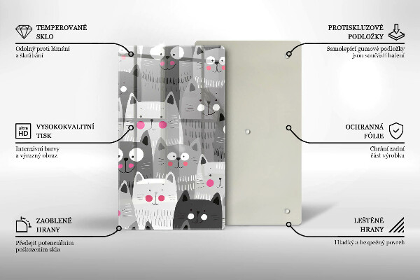 Tagliere in vetro Illustrazione dei gatti