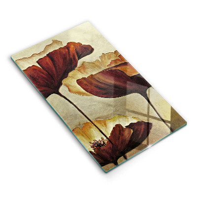 Tagliere in vetro Fiori boho dipinti