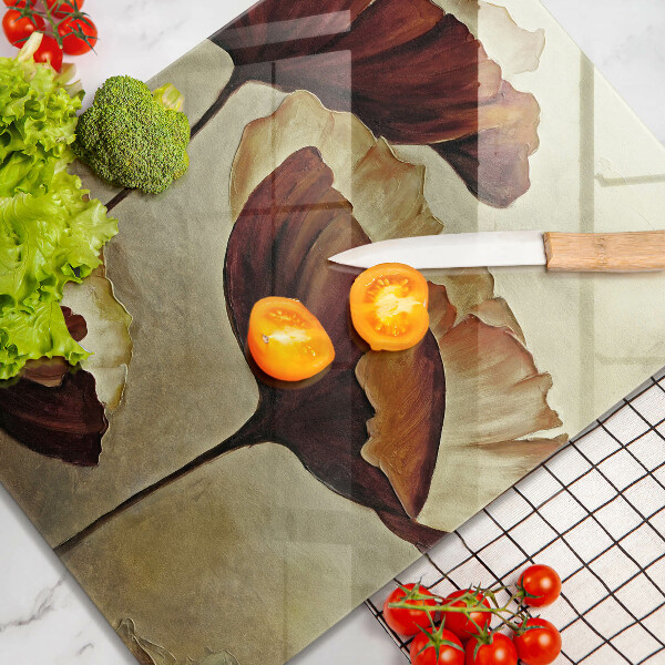 Tagliere in vetro Fiori boho dipinti