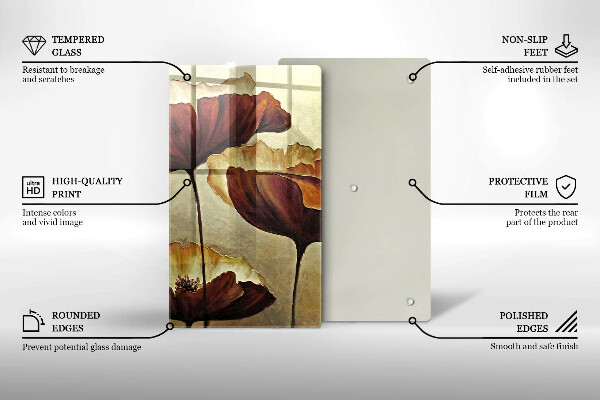 Tagliere in vetro Fiori boho dipinti