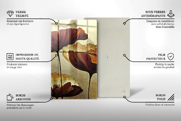 Tagliere in vetro Fiori boho dipinti