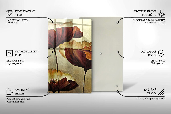 Tagliere in vetro Fiori boho dipinti