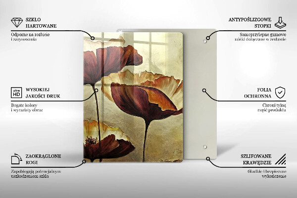 Tagliere in vetro Fiori boho dipinti