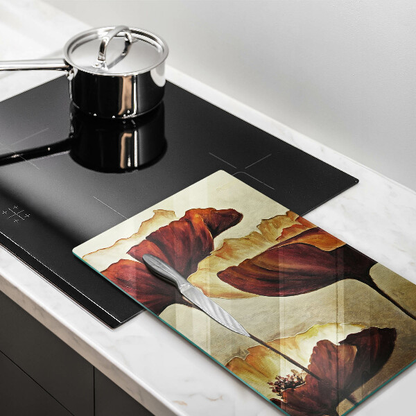 Tagliere in vetro Fiori boho dipinti