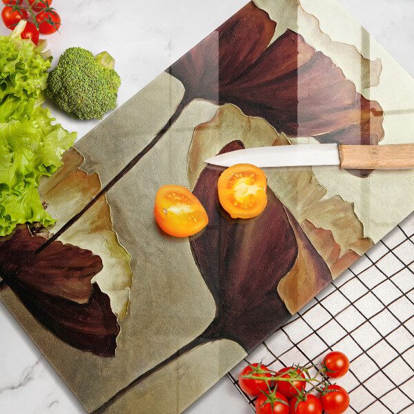 Tagliere in vetro Fiori boho dipinti